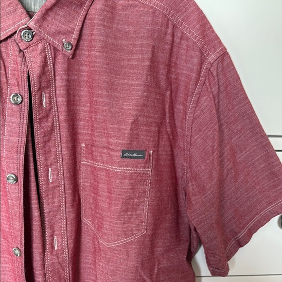 Eddie Bauer Red Casual Button Down Shirt Lightweight - Picture 3 of 4